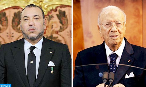 جلالة الملك يجري اتصالا هاتفيا مع الرئيس التونسي على إثر الاعتداء الإرهابي الآثم الذي استهدف عناصر من الأمن الرئاسي