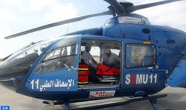 نقل شاب مصاب جراء سقوطه من علو 9 أمتار بالمروحية الطبية لوزارة الصحة من العيون إلى المركز الاستشفائي الجامعي بمراكش