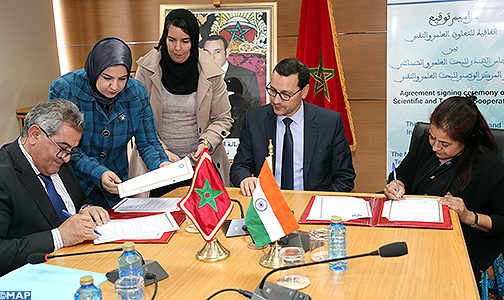 توقيع اتفاق للتعاون العلمي والتقني بين المركز الوطني للبحث العلمي والتقني بالمغرب والمجلس الهندي للبحث العلمي والصناعي