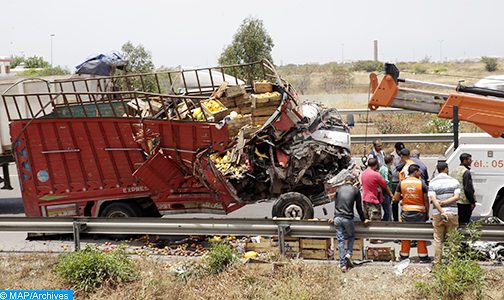 مصرع ستة أشخاص في حادثة سير على الطريق السيار بين أكادير ومراكش على مستوى جماعة أمسكروض