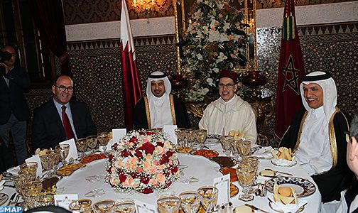 جلالة الملك يقيم مأدبة عشاء على شرف رئيس مجلس الوزراء، وزير الداخلية القطري