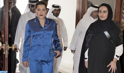 صاحبة السمو الملكي الأميرة للا حسناء تحل بالدوحة لتمثيل صاحب الجلالة في الافتتاح الرسمي لمكتبة قطر الوطنية