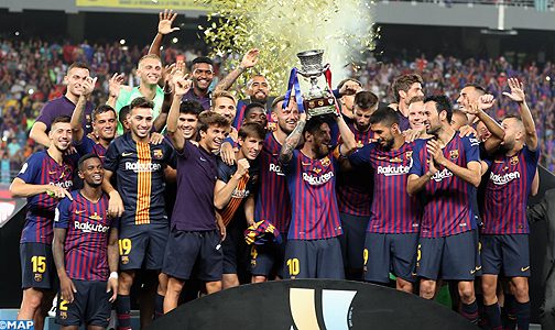 طنجة : فريق برشلونة يفوز بالكأس الإسبانية الممتازة بعد تفوقه على إشبيلية بهدفين لواحد