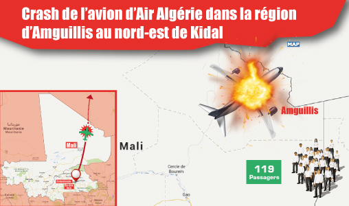 L’avion d’Air Algérie s’est écrasé dans la région d’Amguillis au nord-est de Kidal (Medi1 TV)