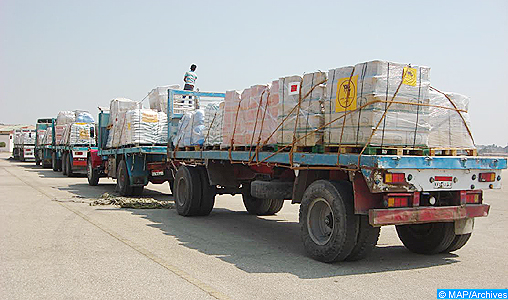 Près de 130 tonnes d’aides humanitaires acheminées dans le cadre de la solidarité du Royaume avec le peuple palestinien