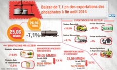Baisse de 7,1 pc des exportations des phosphates à fin août 2014 (Office des Changes)