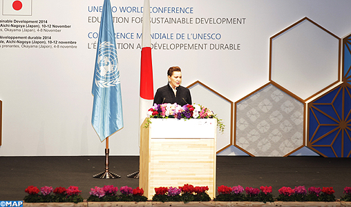 SAR la Princesse Lalla Hasnaa devant la conférence de l’UNESCO sur l’EDD: l’Education au Développement durable est une “tâche exaltante” et un “combat de longue haleine”