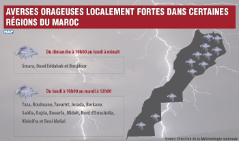 Averses orageuses localement fortes dans certaines régions du Maroc (Bulletin spécial)
