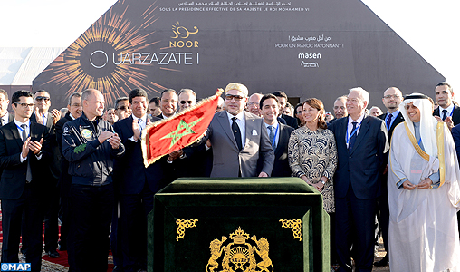 SM le Roi préside la cérémonie de mise en service officielle de la première centrale du complexe solaire “Noor-Ouarzazate” et lance les travaux de réalisation de la 2ème et 3ème centrale de ce mégaprojet