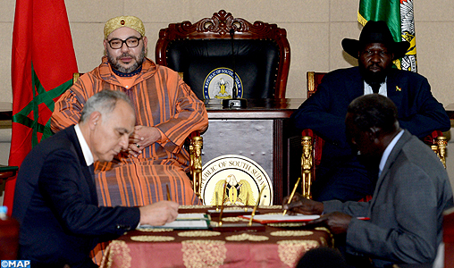 SM le Roi et le Chef de l’Etat sud-soudanais président la cérémonie de signature de neuf accords bilatéraux