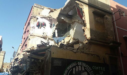 Casablanca : effondrement d’un petit immeuble menaçant ruine, un blessé léger