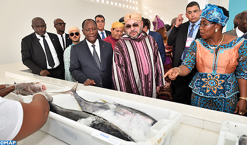 SM le Roi et le Président ivoirien inaugurent le point de débarquement de pêche «Mohammed VI» de Locodjro