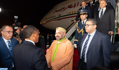 Arrivée de SM le Roi à Brazzaville pour participer au Sommet des Chefs d’Etat et de gouvernement de la Commission Climat et du Fonds Bleu du Bassin du Congo