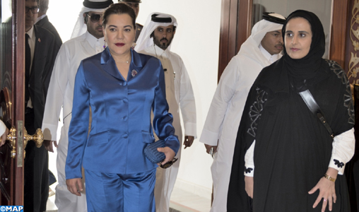 Arrivée de SAR la Princesse Lalla Hasnaa à Doha pour représenter SM le Roi Mohammed VI à la cérémonie d’inauguration officielle de la Bibliothèque nationale du Qatar