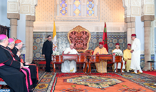Amir Al-Mouminine, SM le Roi Mohammed VI, et Sa Sainteté le Pape François signent “l’Appel d’Al Qods”