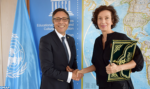 L’Ambassadeur-représentant permanent du Maroc auprès de l’Unesco remet ses lettres de créance à Mme Audrey Azoulay