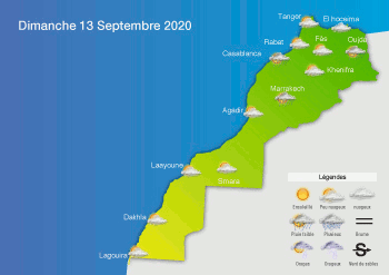 Prévisions météorologiques pour la journée du dimanche 13 septembre 2020