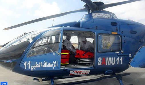 Evacuation héliportée d’un septuagénaire en état critique de Laâyoune au CHU Mohammed VI à Marrakech